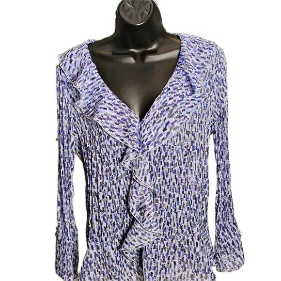BETHANY Tops - Vintage Ruffle Top Women's Med Long Sleeve Bell Sleeve Clueless Preppy 90s Y2k